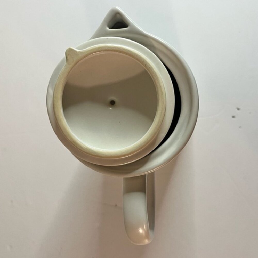 Indigo Ceramic Pitcher with Lid “Serve Warm” Embossed - Dishwasher Safe - Picture 5 of 10